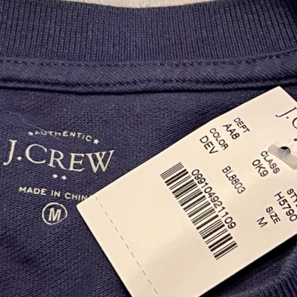J CREW Navy Pique Collarless Polo Sz Med NWT!​​​​​​​​​​​​​​ - Picture 3 of 3